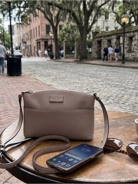 kate spade taupe pebble leather crossbody